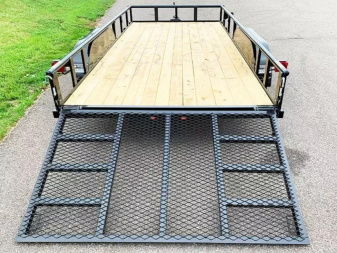 New Top Quality Top Hat 83x16 Tandem Axle Steel Utility Trailer - Rear Ramp!