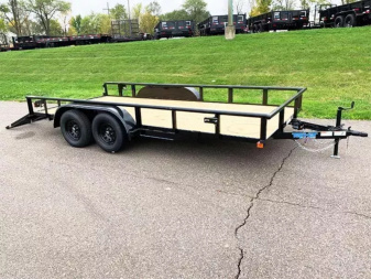 New Top Quality Top Hat 83x16 Tandem Axle Steel Utility Trailer - Rear Ramp!