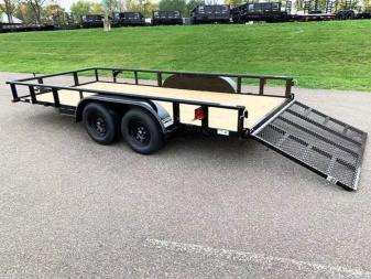 New Top Quality Top Hat 83x16 Tandem Axle Steel Utility Trailer - Rear Ramp!