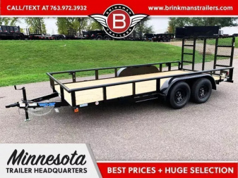 New Top Quality Top Hat 83x16 Tandem Axle Steel Utility Trailer - Rear Ramp!
