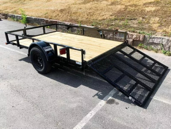 New Top Quality Top Hat 77x10 Open Utility Trailer - Rear Ramp!