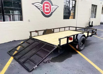 New Top Quality Top Hat 77x12 Open Utility Trailer - Rear Ramp!