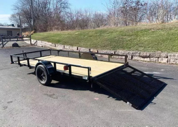 New Top Quality Top Hat 77x14 Open Utility Trailer - Rear Ramp!