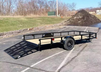 New Top Quality Top Hat 77x14 Open Utility Trailer - Rear Ramp!