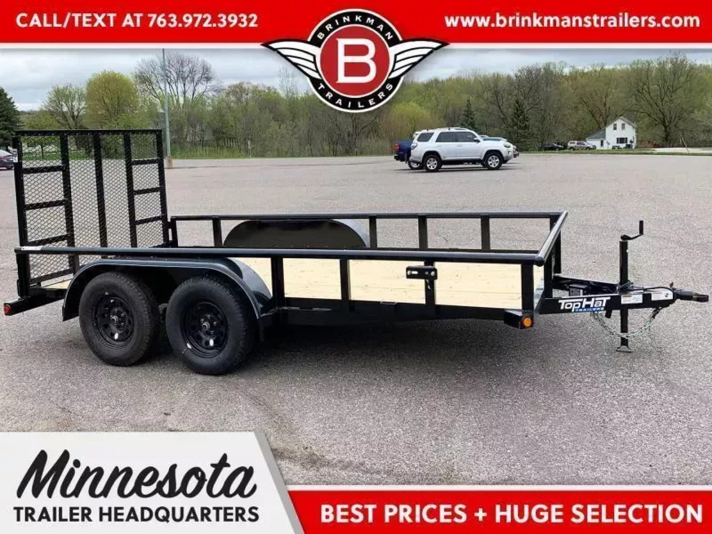 New Top Quality Top Hat 83x14 Tandem Axle Utility Trailer - Rear Ramp!