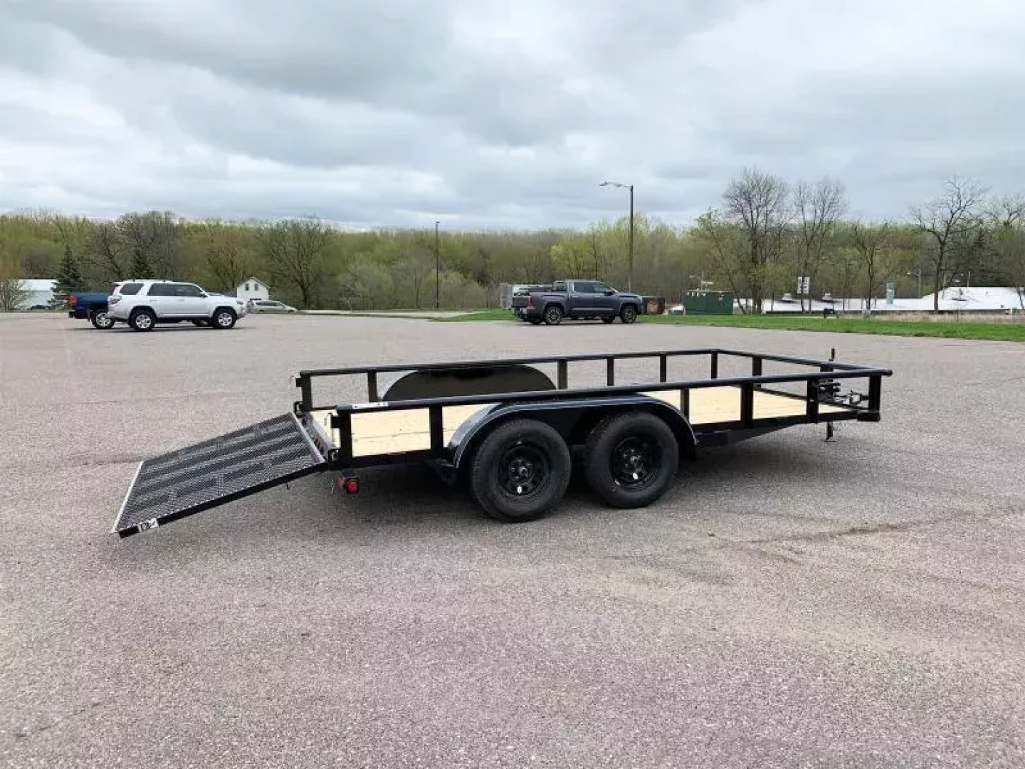 New Top Quality Top Hat 83x14 Tandem Axle Utility Trailer - Rear Ramp!