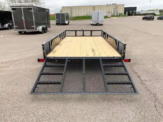 New Top Quality Top Hat 83x14 Tandem Axle Utility Trailer - Rear Ramp!