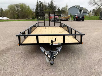 New Top Quality Top Hat 83x14 Tandem Axle Utility Trailer - Rear Ramp!