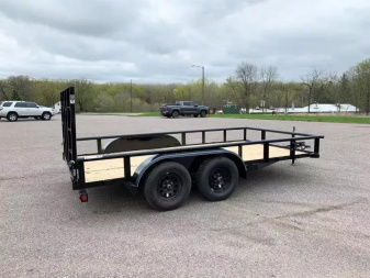 New Top Quality Top Hat 83x14 Tandem Axle Utility Trailer - Rear Ramp!