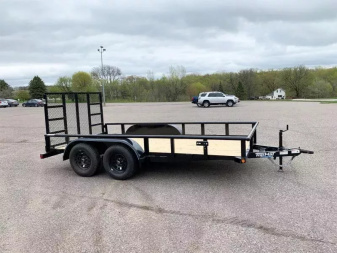 New Top Quality Top Hat 83x14 Tandem Axle Utility Trailer - Rear Ramp!
