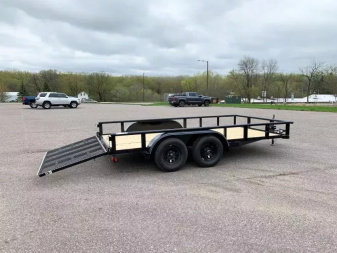 New Top Quality Top Hat 83x14 Tandem Axle Utility Trailer - Rear Ramp!