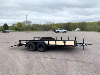 New Top Quality Top Hat 83x14 Tandem Axle Utility Trailer - Rear Ramp!
