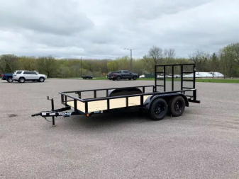 New Top Quality Top Hat 83x14 Tandem Axle Utility Trailer - Rear Ramp!