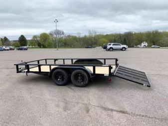 New Top Quality Top Hat 83x14 Tandem Axle Utility Trailer - Rear Ramp!