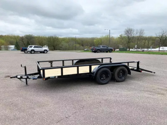 New Top Quality Top Hat 83x14 Tandem Axle Utility Trailer - Rear Ramp!