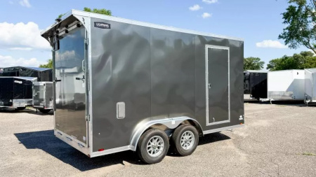 New Lightning 7.5x14 Aluminum Enclosed Trailer - Rear ramp door