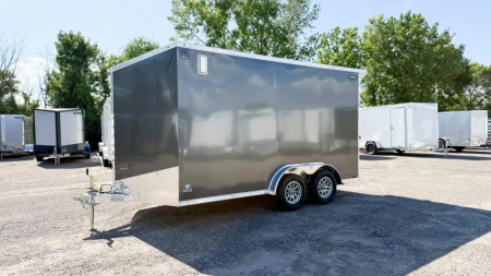 New Lightning 7.5x14 Aluminum Enclosed Trailer - Rear ramp door