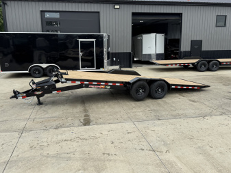 New NEW 2025 H&H Speedloader 22’ POWER TILTbed flatbed Trailer 2-7000 lb axles =14K DRIVE OVER FENDERS