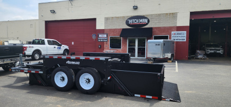 New 6' 3  x 16 Air Tow UT16-14 Drop Deck Utility Flatbed Equipment Trailer 18k w/24  Sides