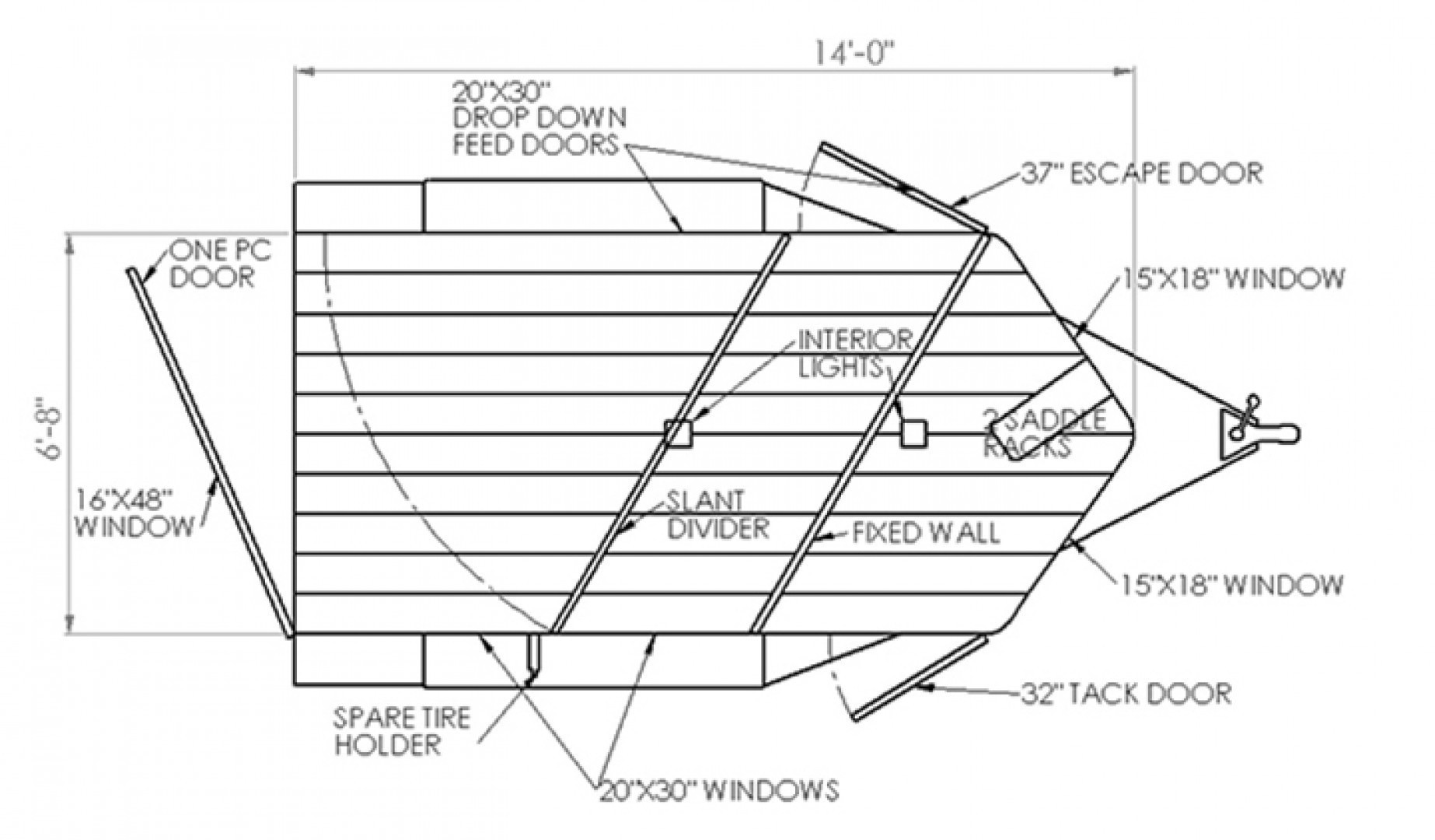 New 2026 Valley Trailers 2-Horse Slant Tack 14' x 6'8" x 7' (2820) Thoroughbred