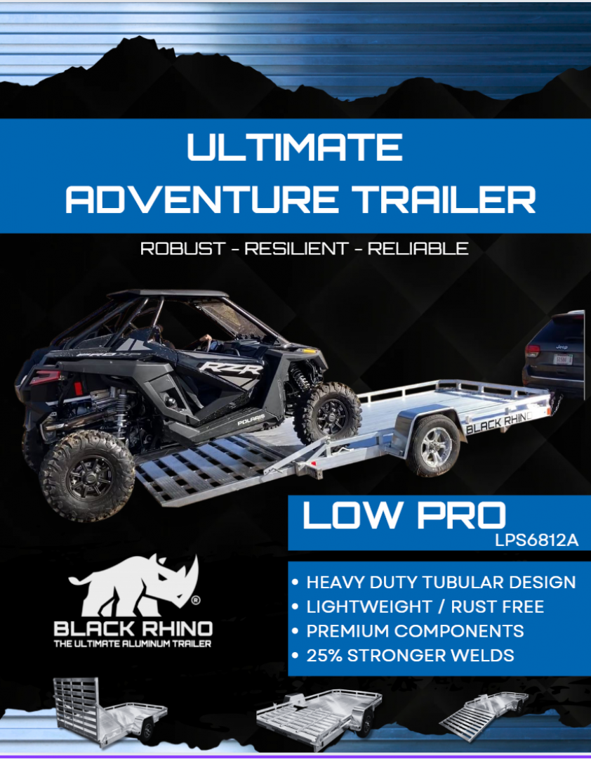 New 2026 Black Rhino *INCOMING* Aluminum 74"x12' Low Profile LPS7812A w/ Bi-Fold Gate ATV Trailer