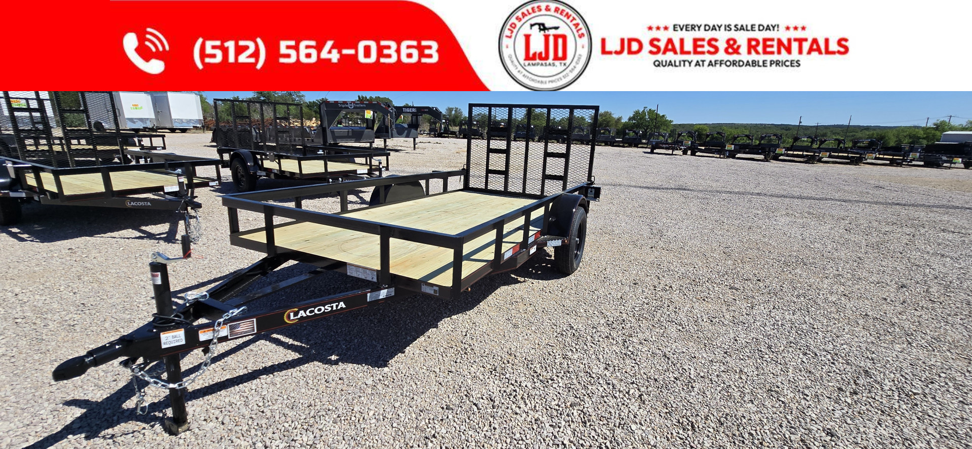 New 2025 Lacosta - Utility Trailer 6' x 12' - Gate