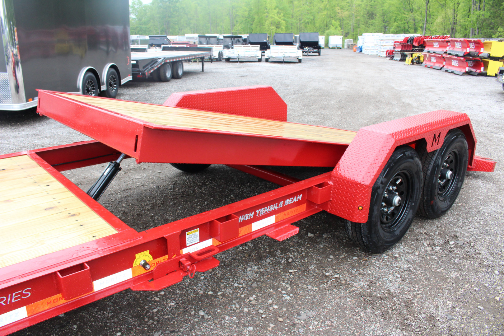 New 2025 Moritz 7' x 16' + 4' Low Pro - Gravity Tilt - Equipment Trailer - 14000# GVW