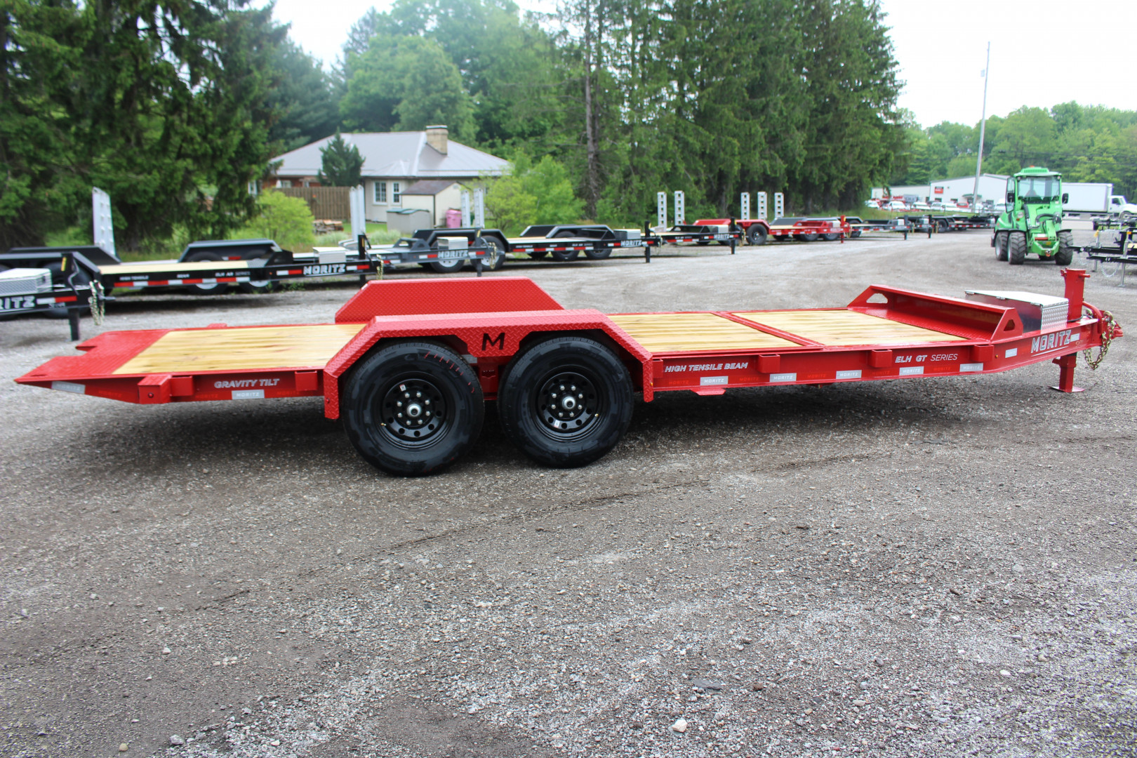 New 2025 Moritz 7' x 16' + 4' Low Pro - Gravity Tilt - Equipment Trailer - 14000# GVW