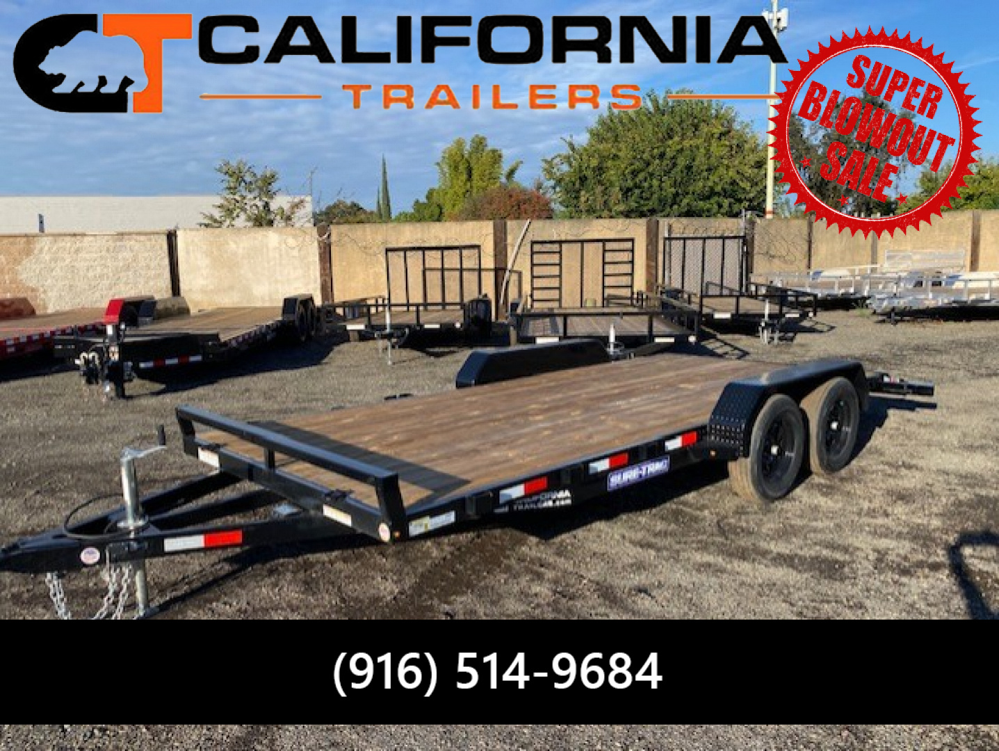 New 7x18 (16+2) Tandem Axle 7K C-Channel Car Hauler Trailer