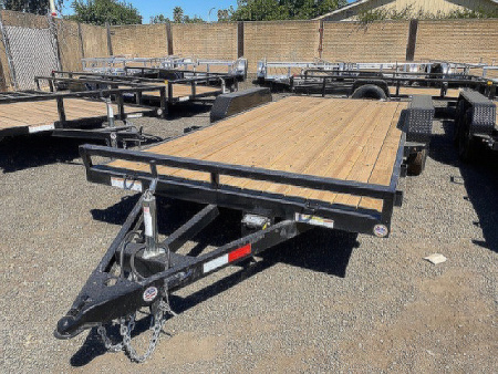 New 7x18 (16+2) Tandem Axle 7K C-Channel Car Hauler Trailer