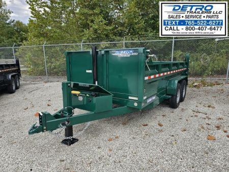 New 2024 Sure-Trac FOREST GREEN 82" x 14' 14K Telescopic HD Low Profile Dump Trailer w/ Hydraulic Jack