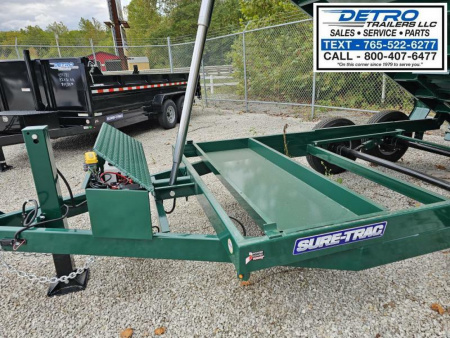 New 2024 Sure-Trac FOREST GREEN 82" x 14' 14K Telescopic HD Low Profile Dump Trailer w/ Hydraulic Jack
