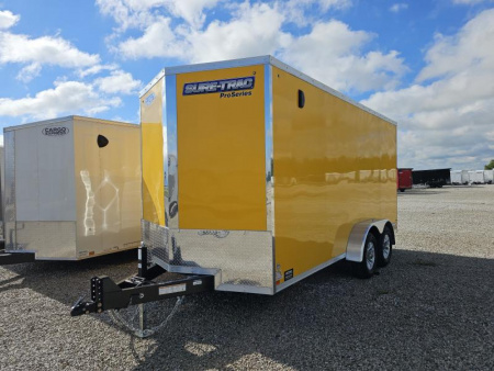 New 2024 Sure-Trac PENSKE YELLOW 7' x 16' 10K Pro Series Ramp Door Enclosed Cargo Trailer