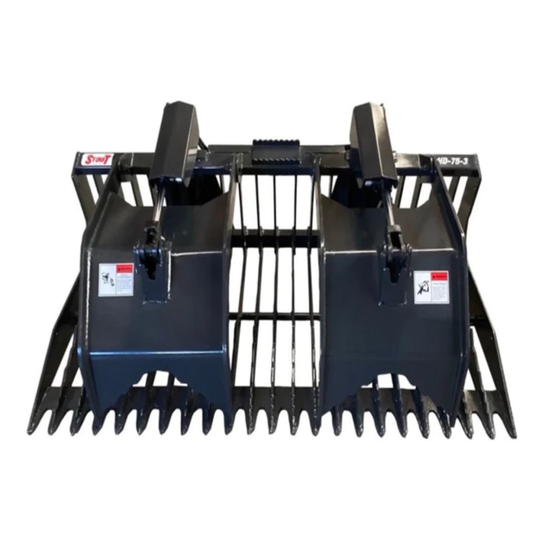 New Stout Skid Steer 72-3 Rock Bucket Grapple Attachment