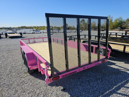 New WARRIOR EDITION 2025 Sure-Trac "Pinked Out" 7' x 16' 7K Tube Top Utility Trailer
