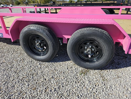 New WARRIOR EDITION 2025 Sure-Trac "Pinked Out" 7' x 16' 7K Tube Top Utility Trailer