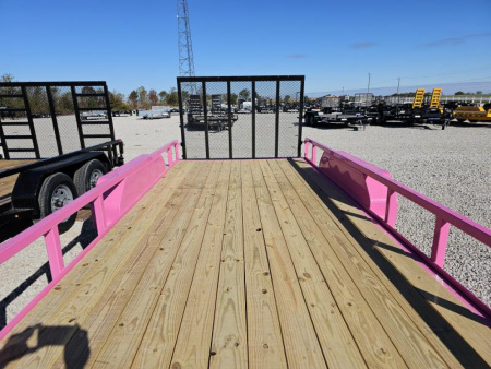 New WARRIOR EDITION 2025 Sure-Trac "Pinked Out" 7' x 16' 7K Tube Top Utility Trailer