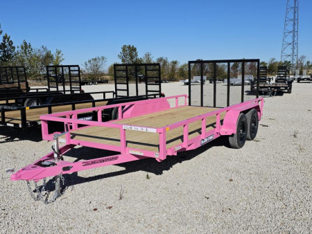 New WARRIOR EDITION 2025 Sure-Trac "Pinked Out" 7' x 16' 7K Tube Top Utility Trailer