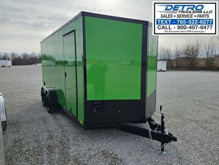 New 2025 LUCKY GREEN Cargo Express XL SE 7' x 16' 7K Ramp Door V-nose Enclosed Cargo Trailer