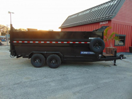 New Sure-Trac 82x16 Low Profile 14k Telescopic Hoist Dump Trailer w/ 4' Sides