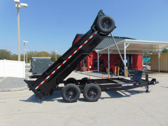 New Sure-Trac 82X14 14k HD Low Profile Telescopic Dump Trailer w/Spare Tire & Stab Jacks