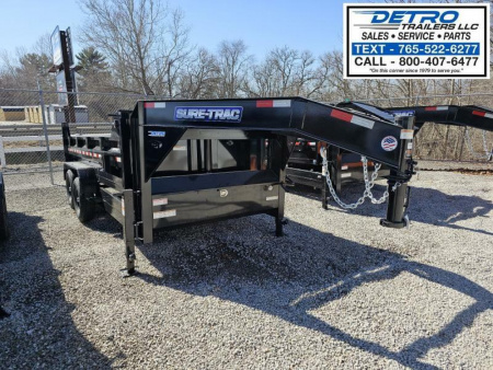 New 2025 Sure-Trac 82" x 14' 14K Telescopic HD Gooseneck Low Profile Dump Trailer