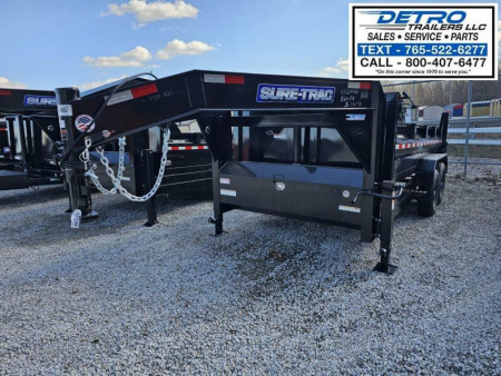 New 2025 Sure-Trac 82" x 14' 14K Telescopic HD Gooseneck Low Profile Dump Trailer
