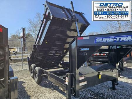New 2025 Sure-Trac 82" x 14' 14K Telescopic HD Gooseneck Low Profile Dump Trailer