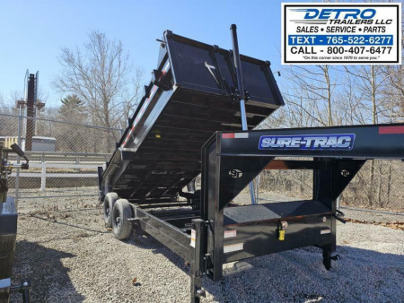New 2025 Sure-Trac 82" x 16' 14K Telescopic HD Gooseneck Low Profile Dump Trailer