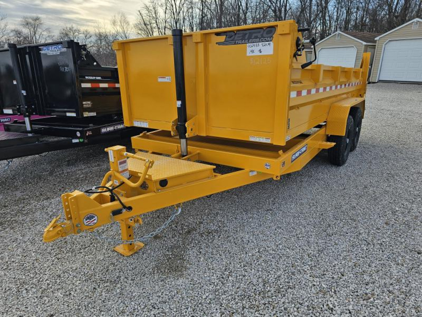 New 2025 CONSTRUCTION YELLOW Sure-Trac 82" x 14' 14K Telescopic HD Low Profile Dump Trailer