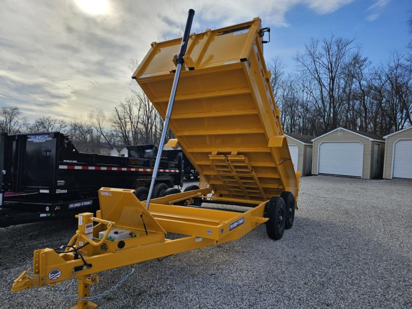 New 2025 CONSTRUCTION YELLOW Sure-Trac 82" x 14' 14K Telescopic HD Low Profile Dump Trailer