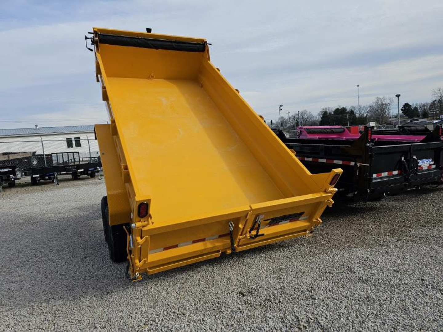 New 2025 CONSTRUCTION YELLOW Sure-Trac 82" x 14' 14K Telescopic HD Low Profile Dump Trailer
