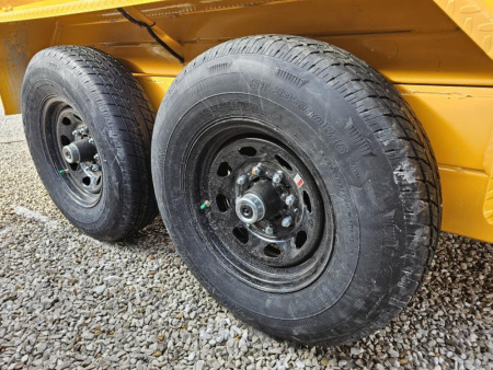 New 2025 CONSTRUCTION YELLOW Sure-Trac 82" x 14' 14K Telescopic HD Low Profile Dump Trailer