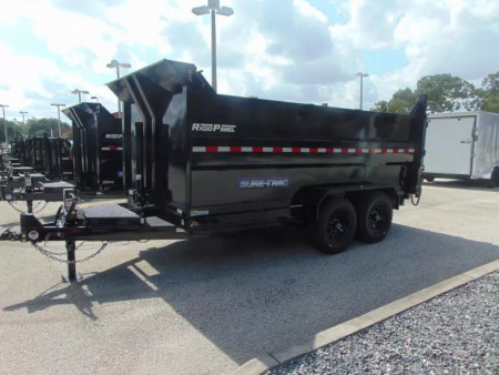 New Sure-Trac 82X14 14k HD Low Profile Telescopic Dump Trailer w/LRG Tire Upgrade, 4' Sidewalls
